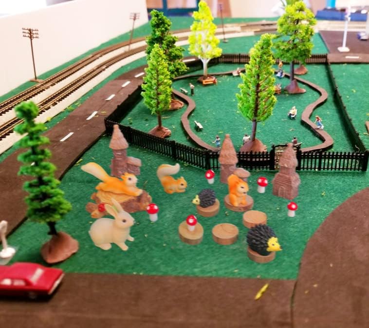 Miniatura 4 de 42 árboles de animales, arbustos a escala Ho con figuras de animales, árboles de plástico para proyectos de 1.5 a 6 pulgadas (1.6-6.3 in), modelo de