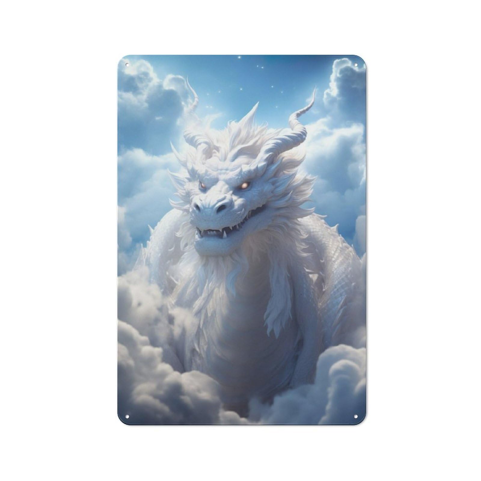 Junmoney Mystical Cloud Dragon For Lounge Or Reading Corner, Rustic Tin Sign 30X20cm, For An Autumn Update To Lounge And Reading Corner