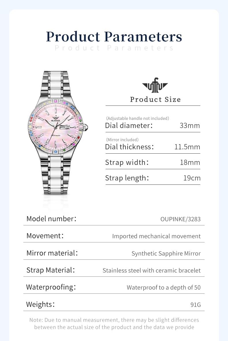 OUPINKE Orologi automatici da donna, meccanici, lussuosi, a carica automatica, in acciaio inox, impermeabili, luminosi, da donna, idea regalo