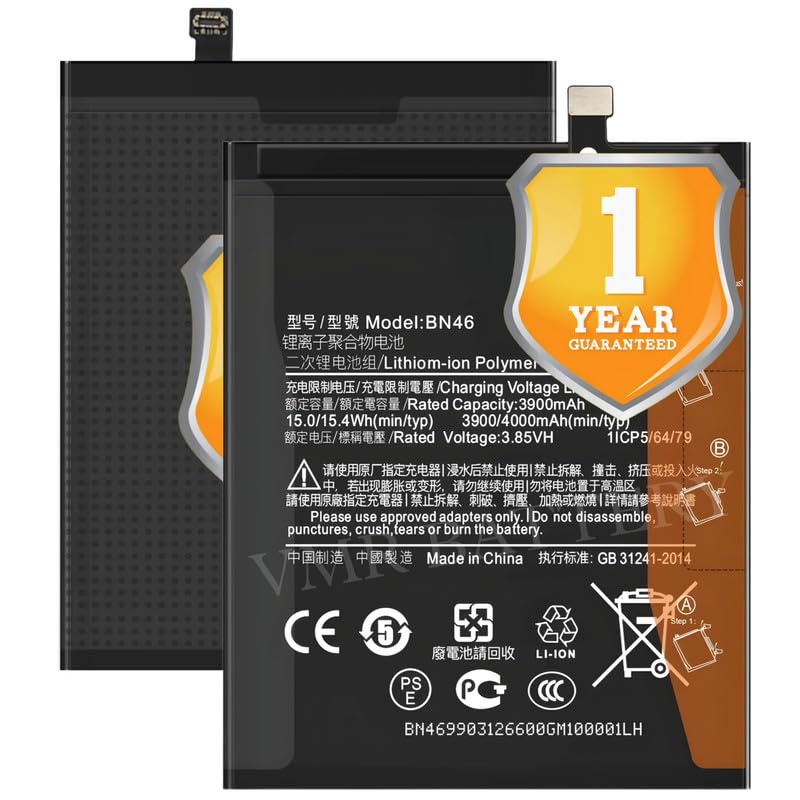 Image of Original BN46 Battery Compatible for Xiaomi Redmi 7 (M1810F6LG, M1810F6LH, M1810F6LI), Xiaomi Redmi Y3 (M1810F6G, M1810F6I), Xiaomi Redmi Note 6 | Xiaomi Redmi Note 8 (M1908C3JH, M1908C3JG, M1908C3JI)