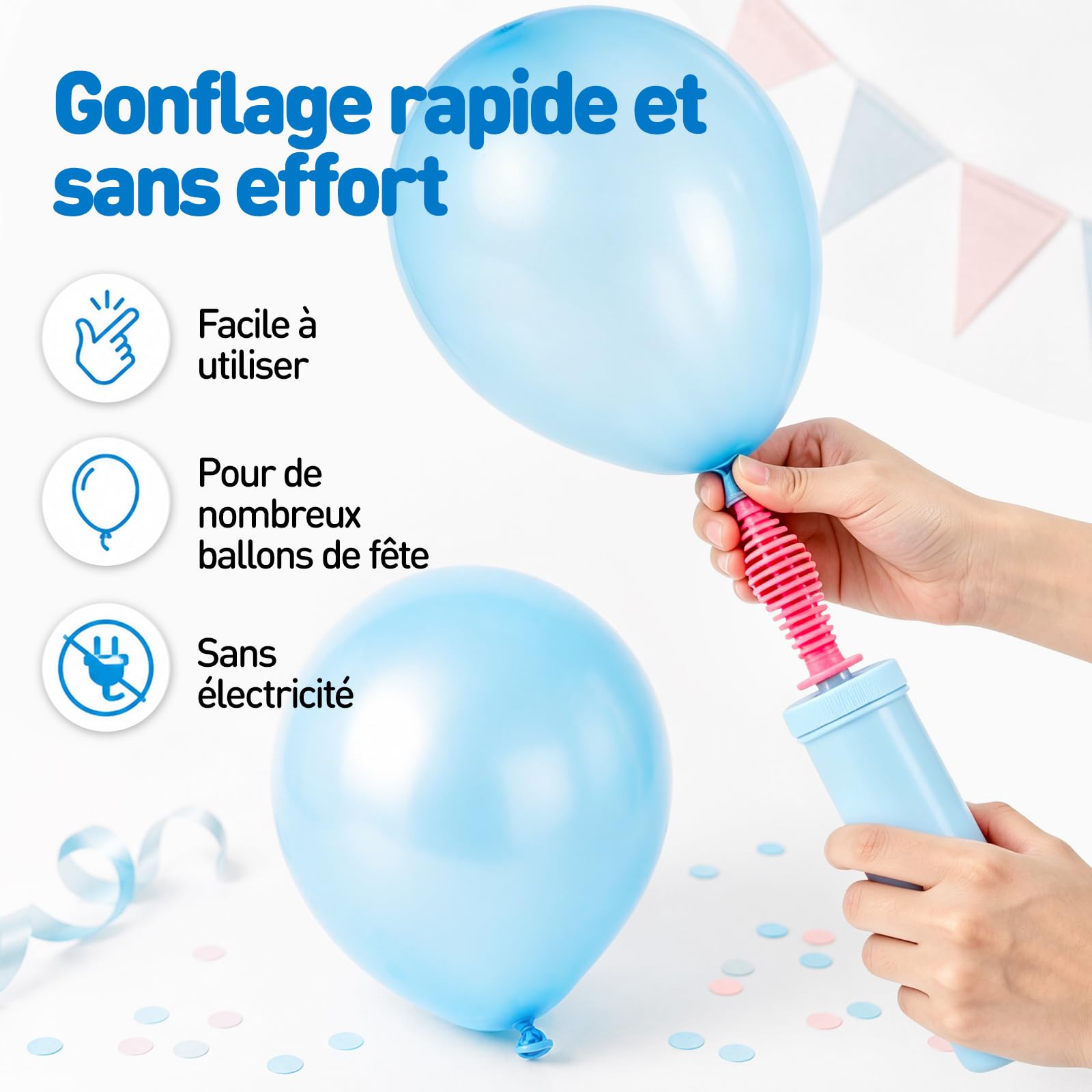 2 Pièces Pompe Ballon Sets, Gonfleur Ballon Anniversaire, Pompe À Ballon Manuelle, Pompe Ballon Anniversaire, Pompe A Air, pour Le Gonflage Manuel des Ballons, Couleurs Aléatoires