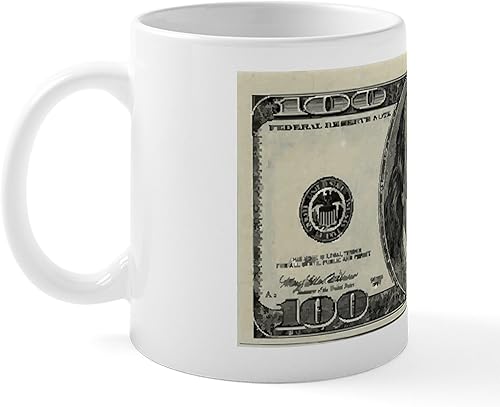 Vista 110 de CafePress Taza de café de cerámica Million Dollar (11 oz) Blanco - Taza del millón de dólares,Blanco - Taza de billetes de 100 dólares,Taza blanca