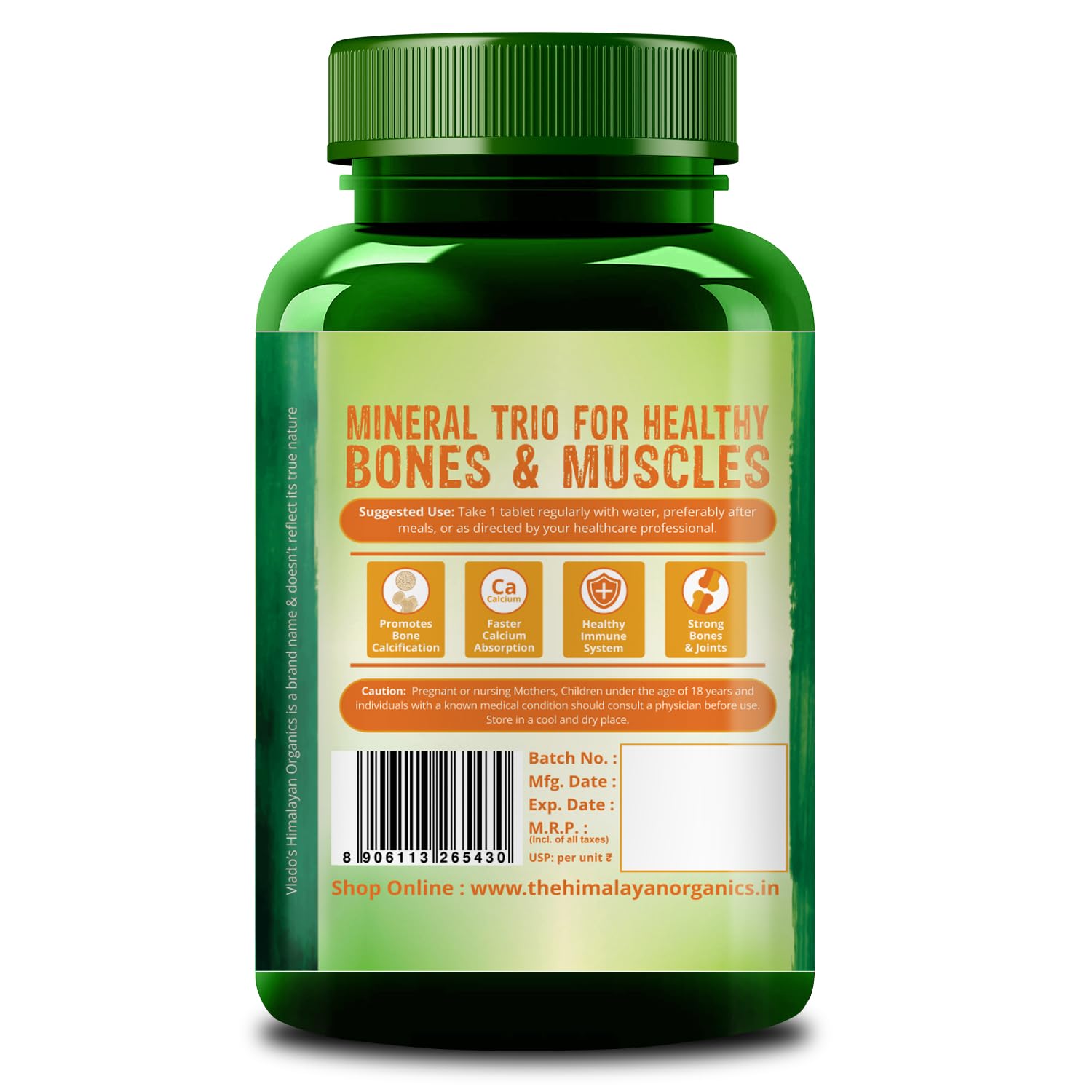 Himalayan Organics Calcium Magnesium Zinc Vitamin D3, B12 & K2 (10 count (Pack of 1))