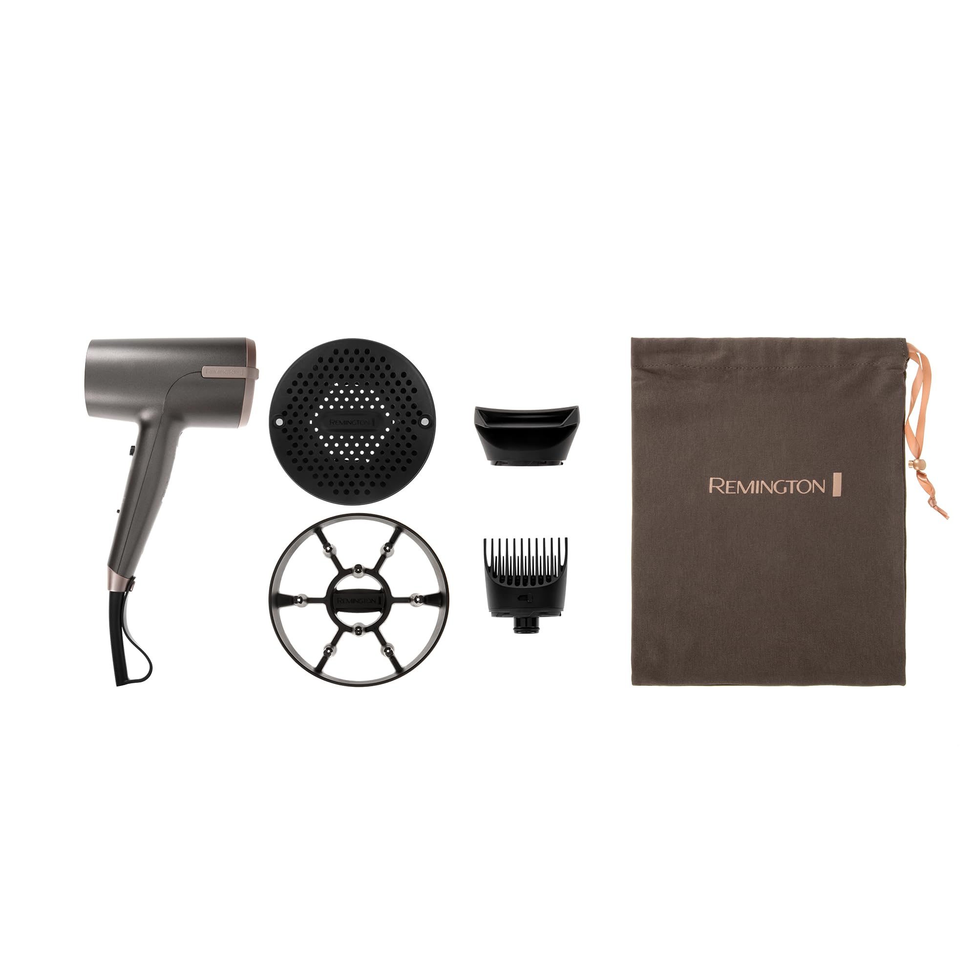 Remington Secador de Pelo Professional ONE, sensor Thermacare para proteger cabello, iónico, 8 ajustes, 4 accesorios, reductor encrespamiento, neceser para guardar, D6078