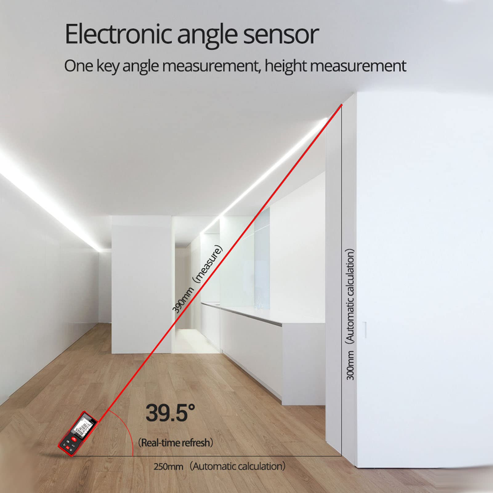 Wisecoco Herramienta De Medición Láser, Medidor De Distancia Láser Digital De 50/70/100 M, Buscador De Rango De Herramienta De Medición Láser con LCD Retroiluminado (SW-DS100 100M)