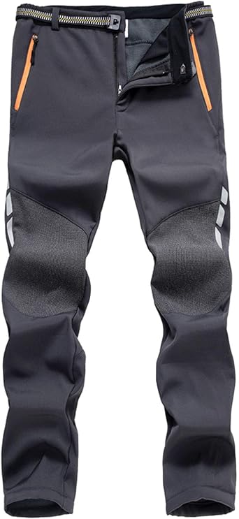 LHHMZ Men's Soft Shell Fleece Lined Hiking Trousers Outdoor Water-Resistant Breathable Thicken Winter Warm Walking Climbing Pants