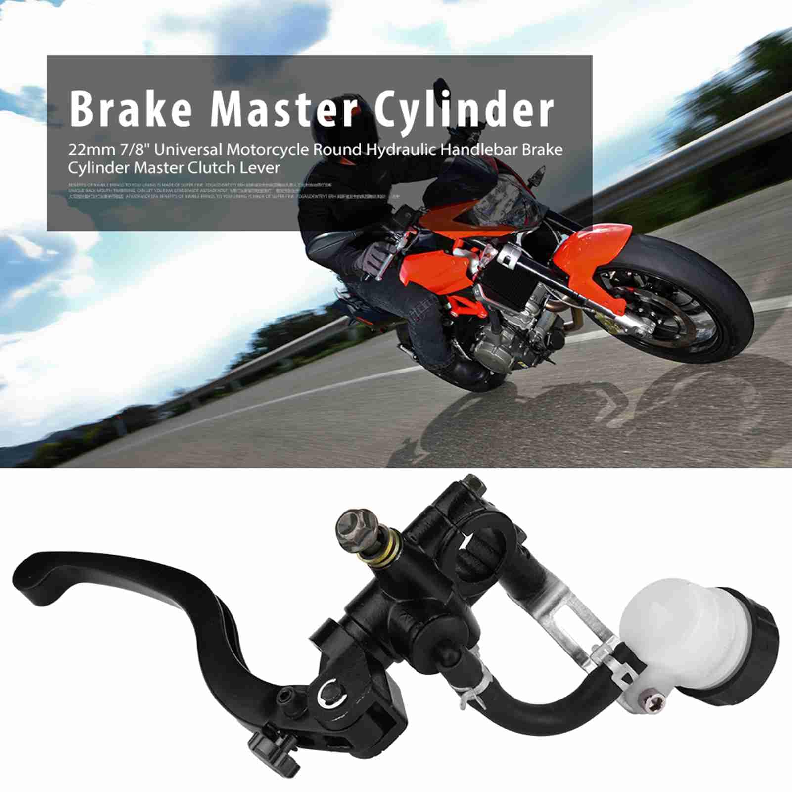 Aramox Cilindro del freno, leva del freno, 22 mm, 7/8", universale, per motociclette, idraulico, manubrio, cilindro del freno, leva della frizione