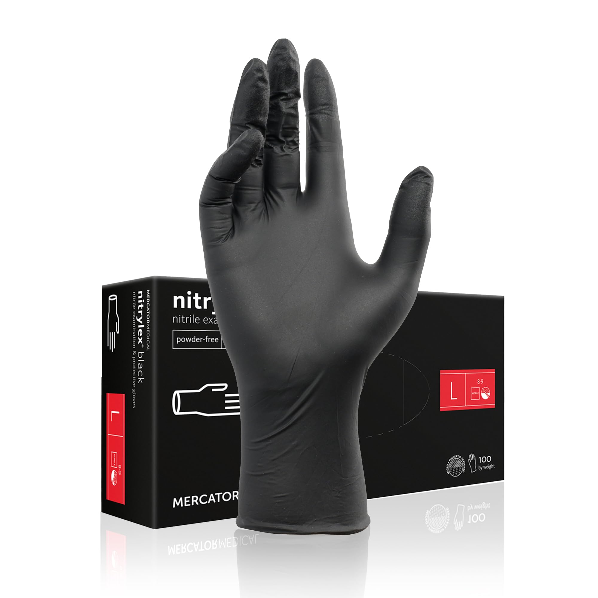 Predator by RONMercator Nitrile Gloves. Disposable Gloves In Black Free From Latex, Silicone and Powder. Heavy Duty, Sterile Protective Gloves, Superior Strength 2.8 mil Box Of 100