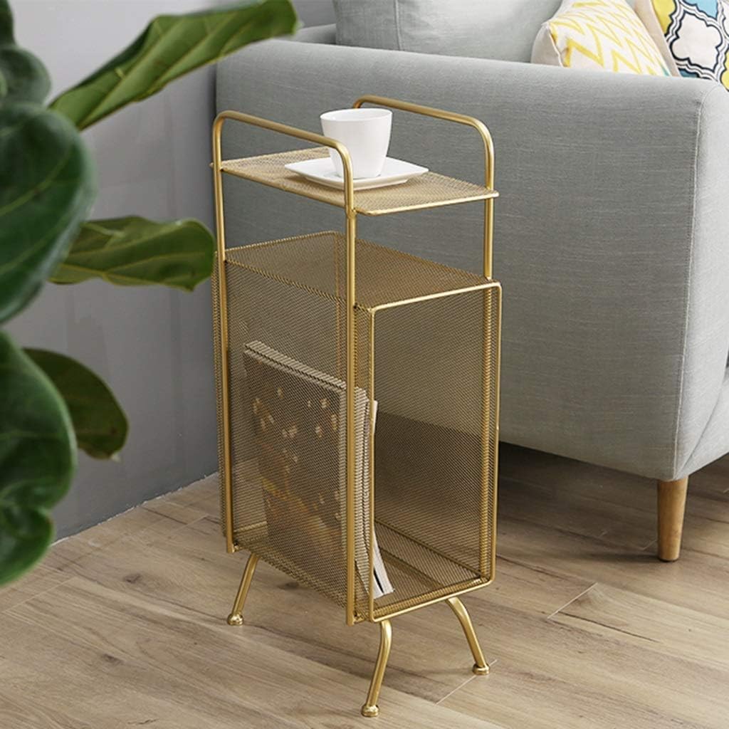 Wrought Iron Bookshelf Floor Stand Bedroom Bedside Living Room Shelf Sandwich Multi-Layer Magazine Rack