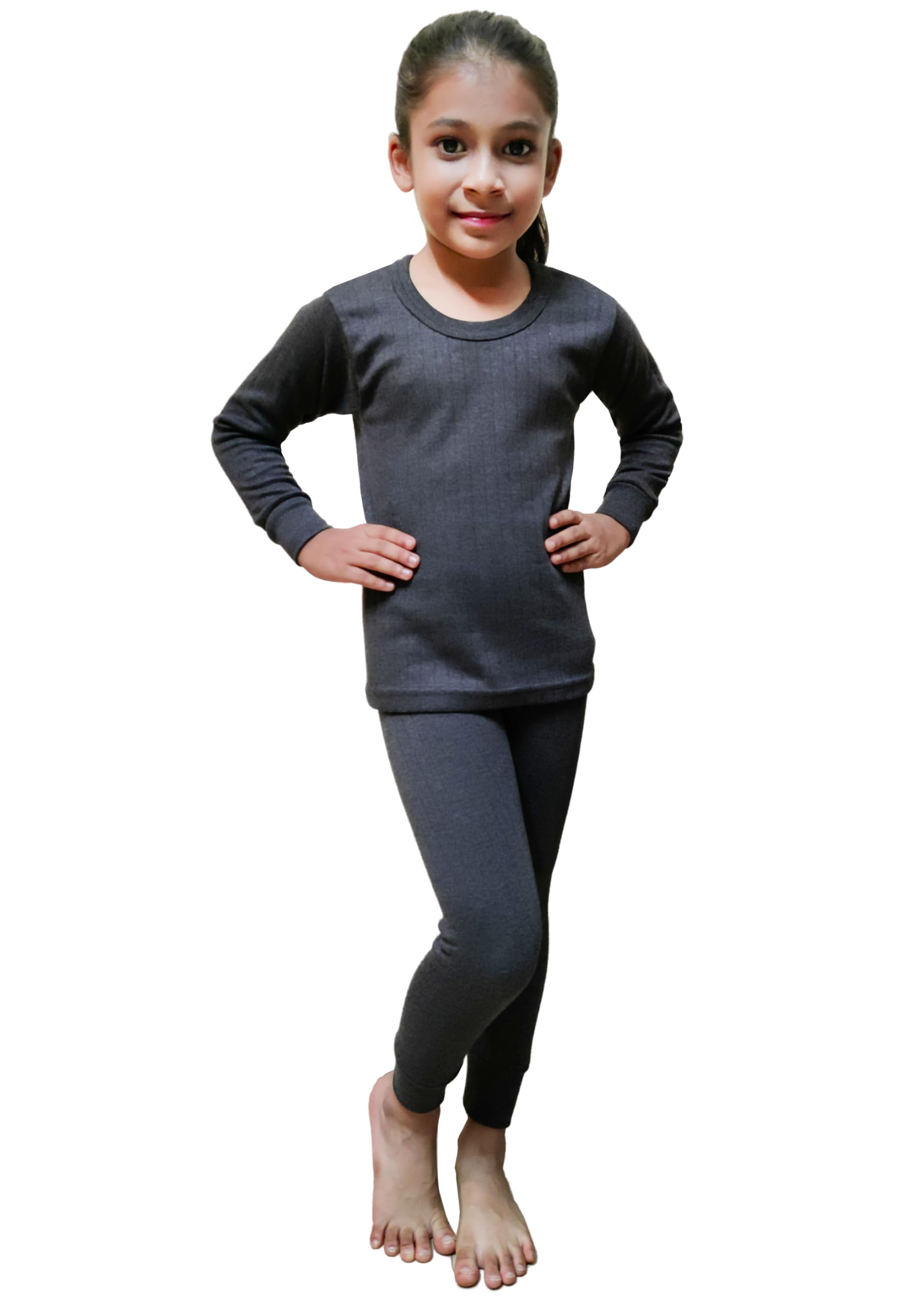 Inner Element Kid's Round Neck Full Sleeves Stretchable Thermal Top & Bottom Set