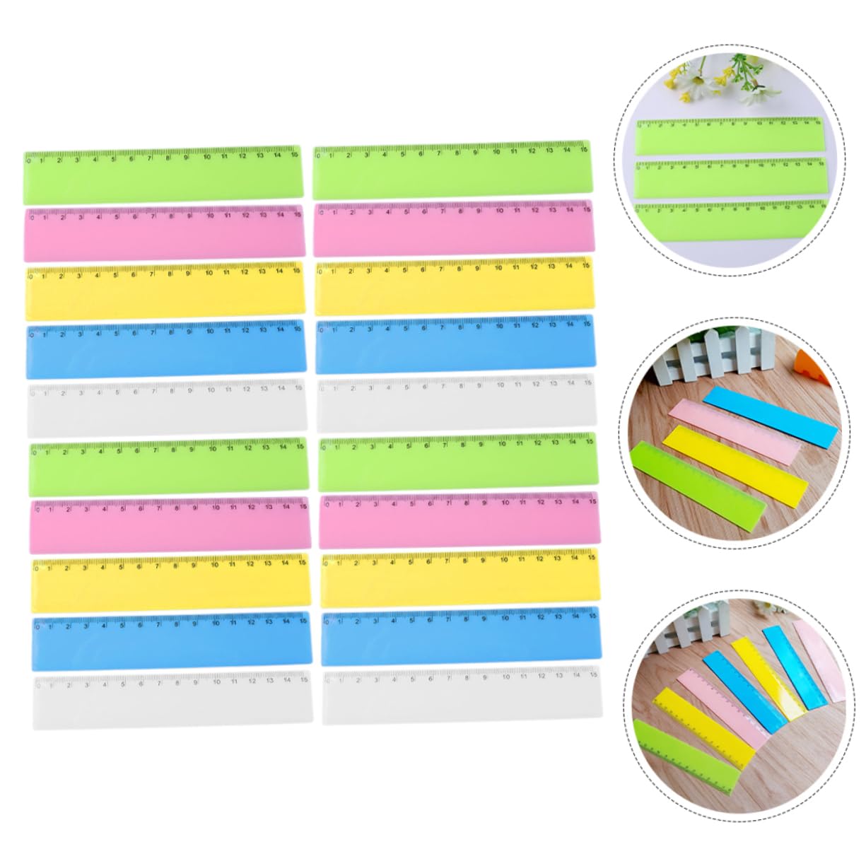 5 Set Righello Colorato Righello Per La Classe Righelli Di Plastica Righelli Dritti Multifunzione Colorati in Plastica Multifunzione Leggeri 25 Pezzi * 5