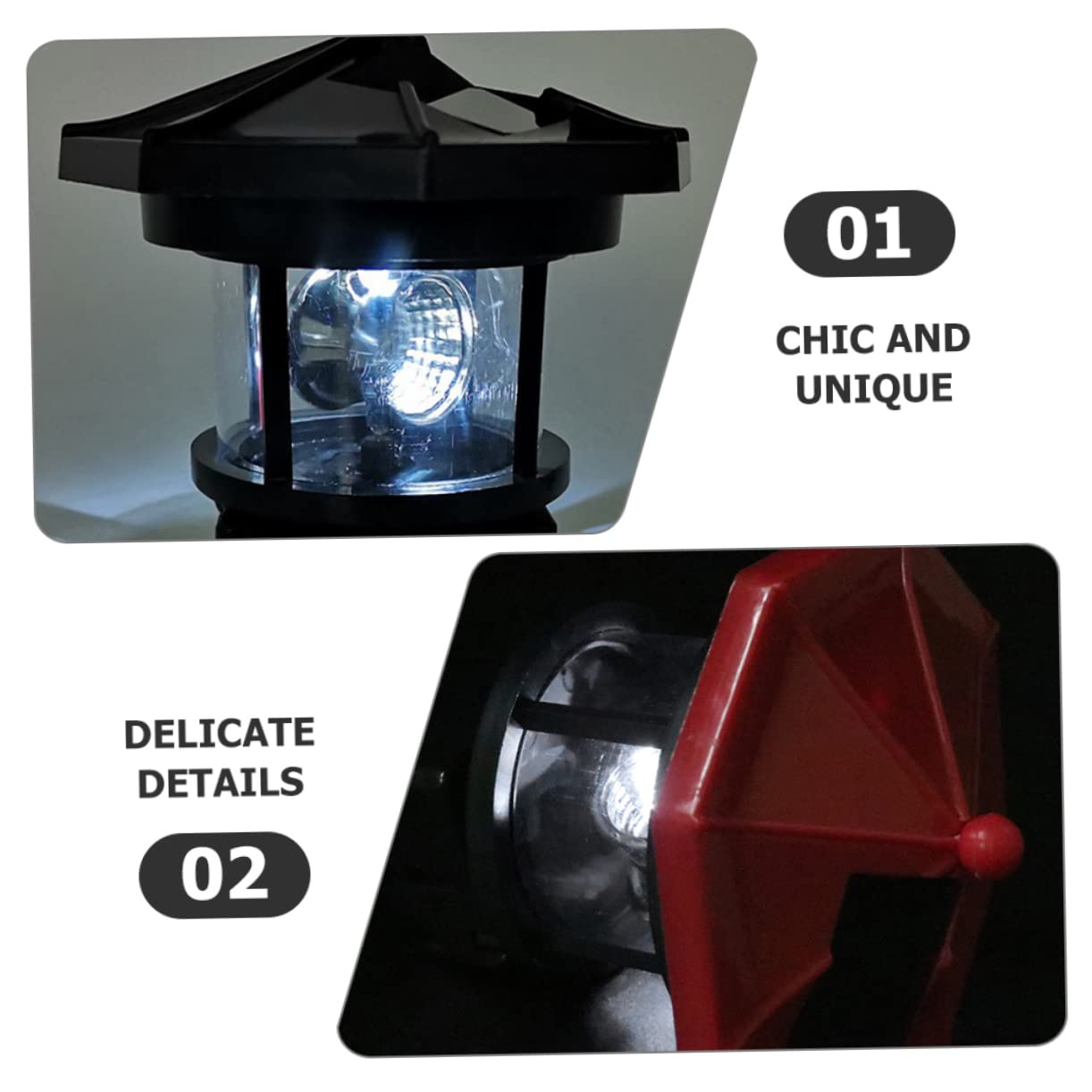 FUNOMOCYA Lar Lighthouse Rotating Light Led Garden Solar Lamp Waterproof Outdoor Decorative Light