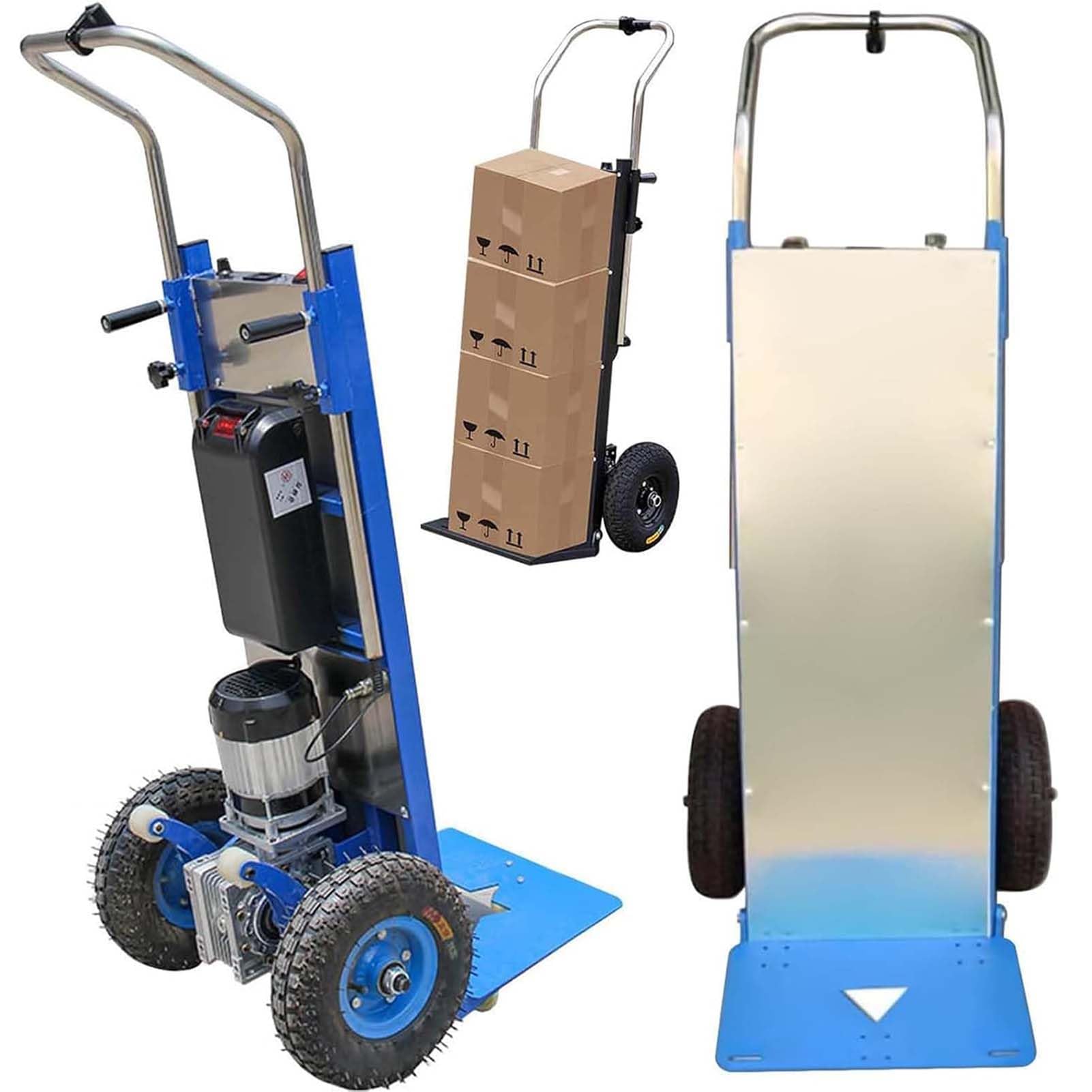 Carrello elettrico resistente per salire le scale, motore brushless, batteria rimovibile, design ergonomico per un facile trasporto di carichi pesanti