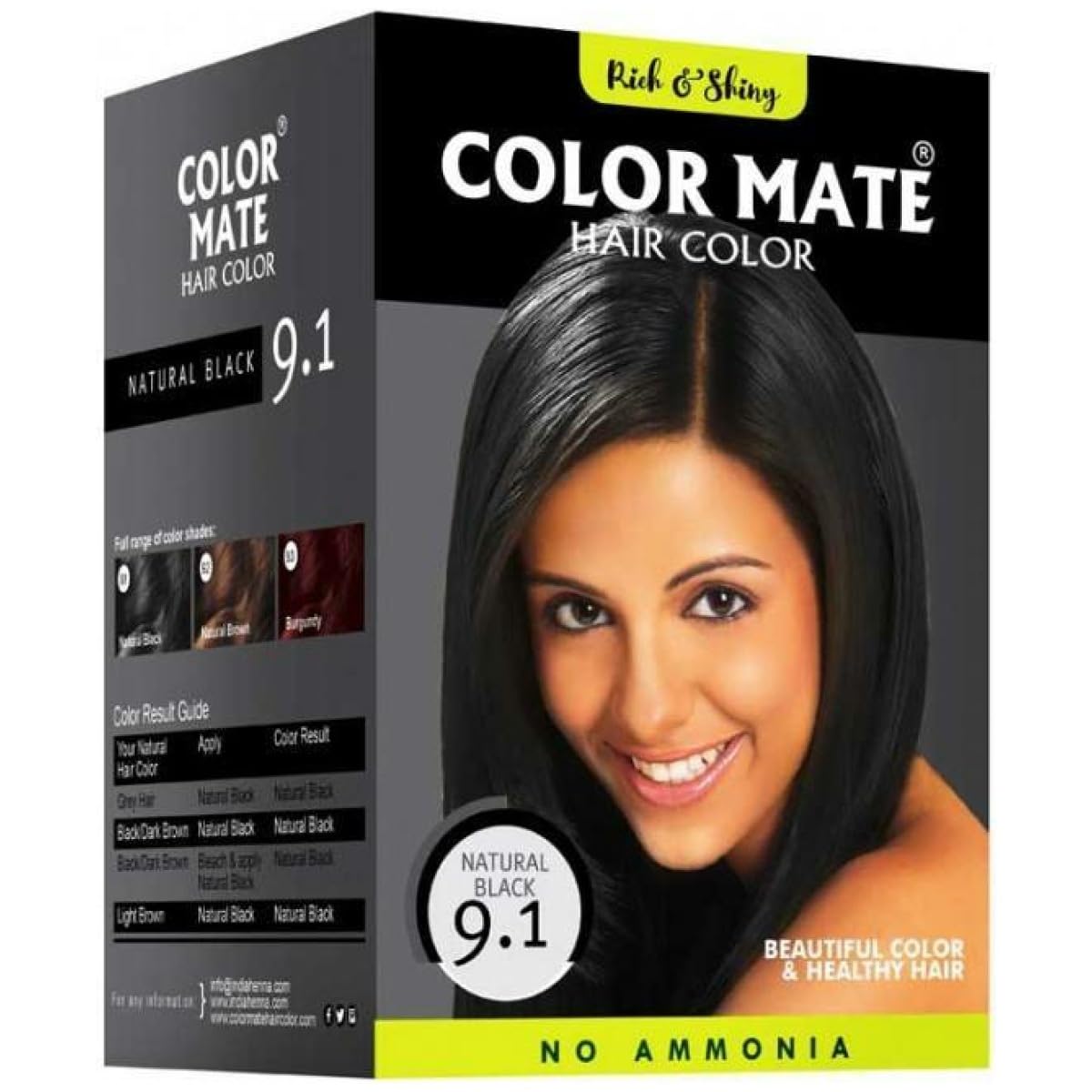 Color Mate No Ammonia Hair Color, 150g (9.1 Natural Black)-image-47