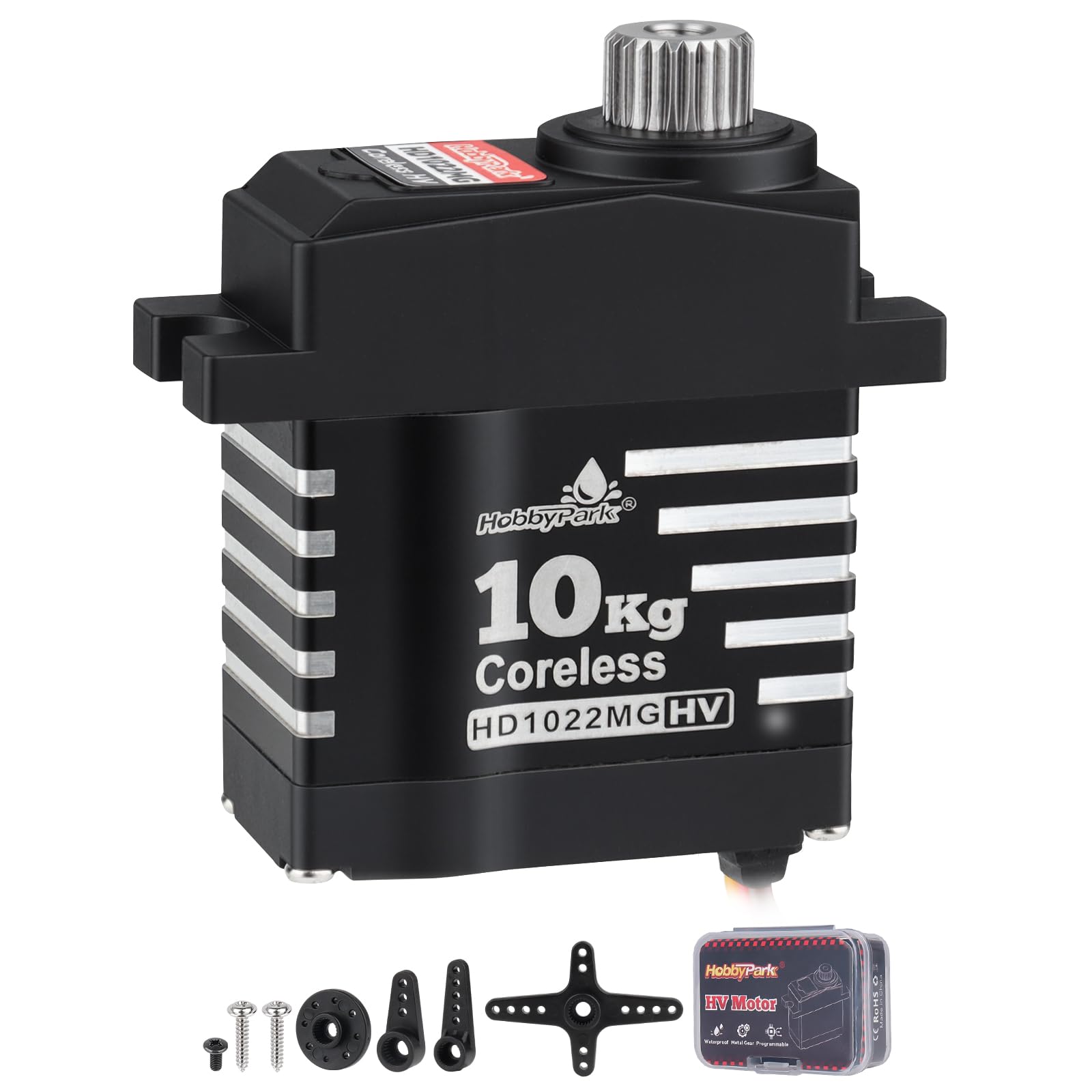 HobbyPark Waterproof 10kg RC Micro Servo High Torque Coreless Motor Metal Gears for 1/18 TRX4M Steering Servo & Sub-Micro Shift Servo TRX4 SCX10 1/10