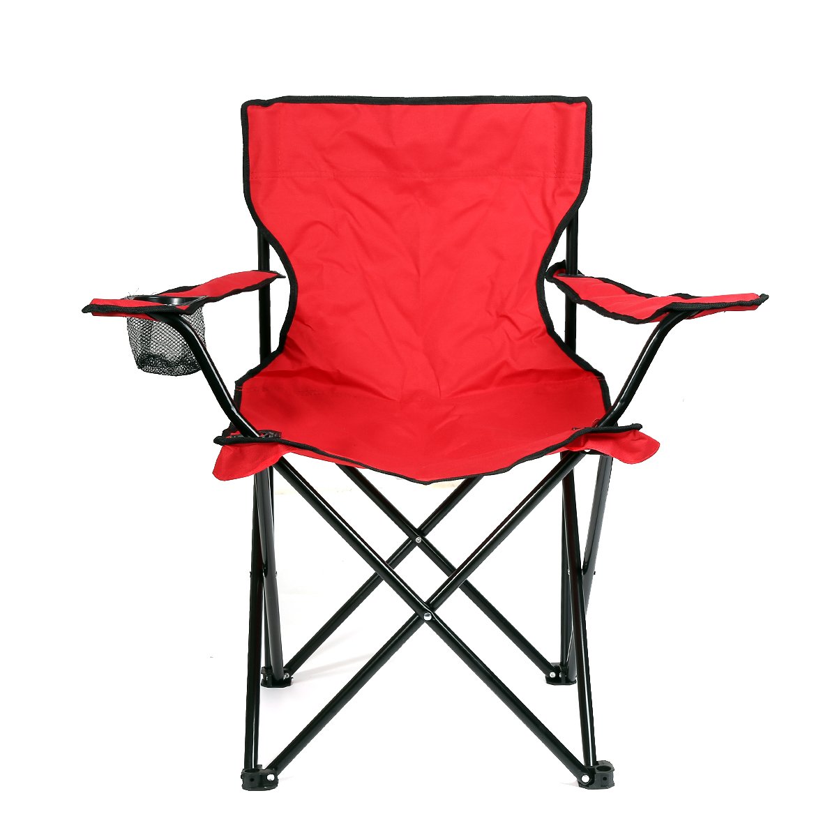 Lot de 2 Chaise Pliante Camping Fauteuil Pliable Chaise de Plage Ultra léger avec Porte Gobelet, Rembourrage en Mousse, Idéal Voyages, Pêche, Festival, Camping, Plage-Rouge-2PC