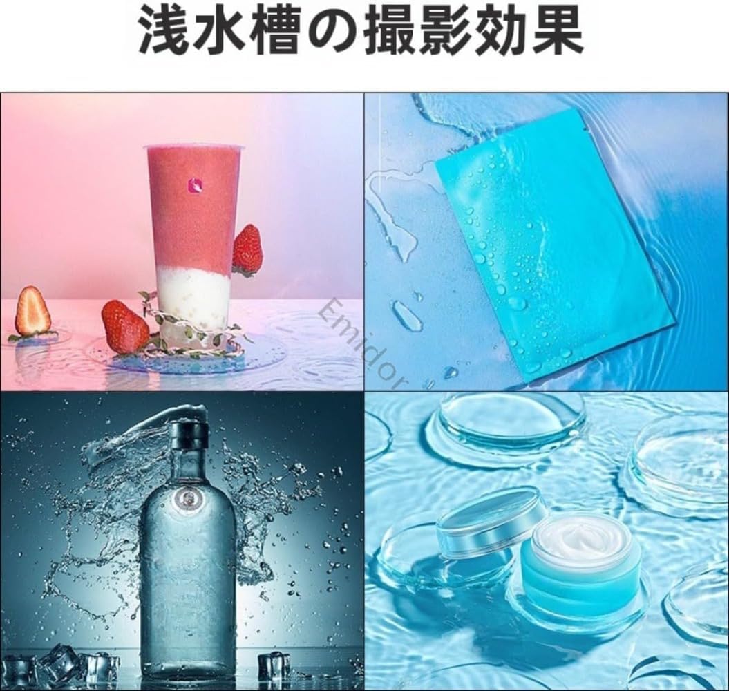 透明な浅い水槽、写真ブーストレイ、化粧品広告写真小道具、アクリルディスプレイキャビネットとディスプレイキャビネット、写真小道具HD透