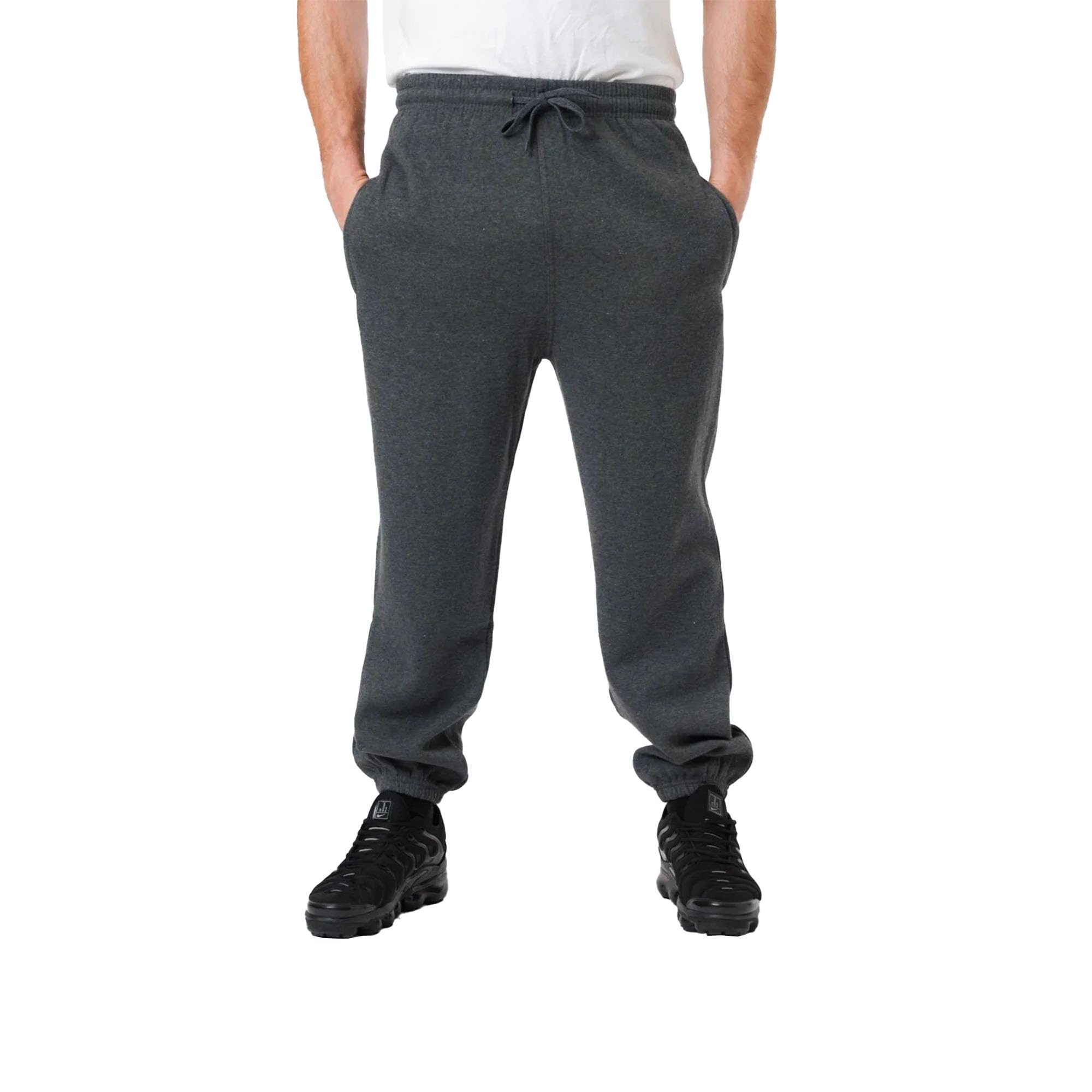 LABEL APPAREL Mens Fleece Cuffed Joggers Casual Regular Fit Elasticated Waist Comfortable Soft Jogging Trousers Bottoms All Waist Sizes 32in - 52in - Charcoal, 6XL