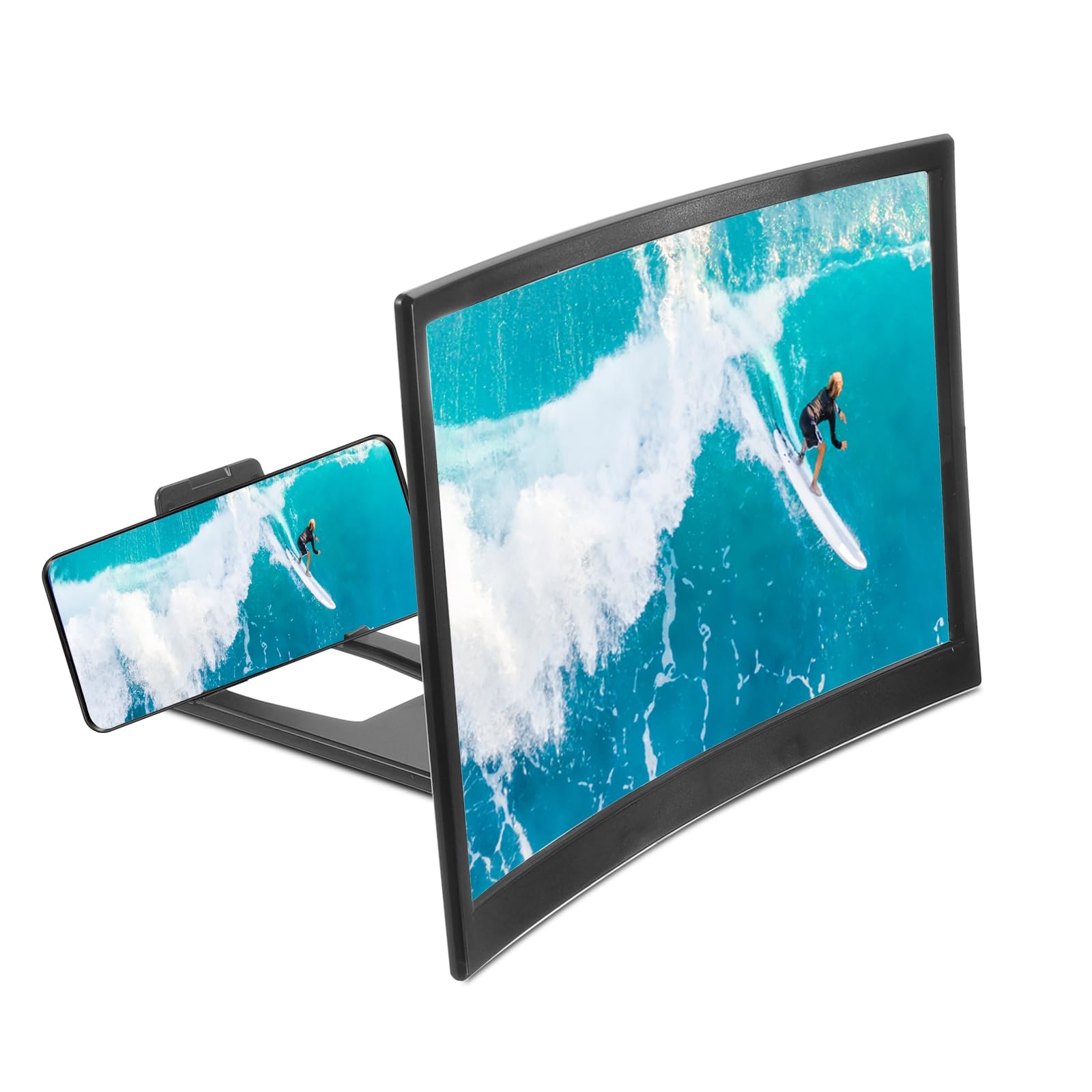 QUARKZMAN 14" Schermo Lente Ingrandimento per Cellulare Telefono, 3D HD Lente Proiettore Schermo Amplificatore Supporto per Tutti Telefoni Film Video Giochi, Nero 12x7,5x0,5"