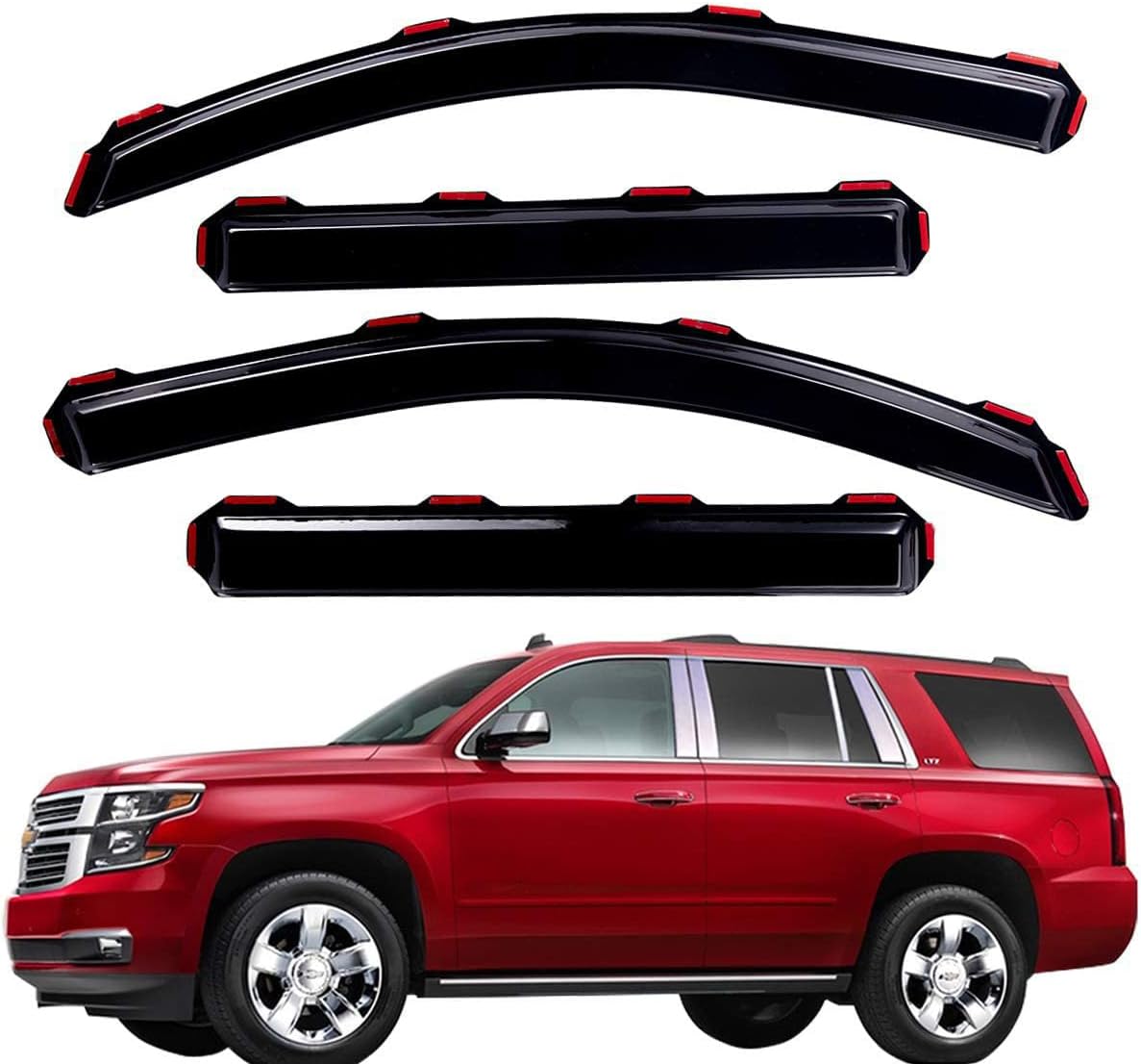 Lightronic WV194531 in-Channel Side Window Visor Deflector Rain Guard, Dark Smoke Shatterproof, 4-Pieces Set for 2015-2020 Chevrolet Tahoe, Cadillac Escalade & GMC Yukon