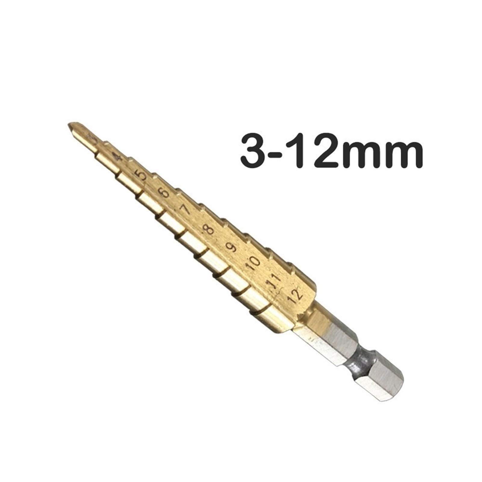 Herramientas de perforación Metal 3-12/4-12/20/32mm Broca escalonada Espiral Flauta HSS Cono de acero Titanio nitrado Mini juego de herramientas de perforación Cortador de agujeros Todo nuev