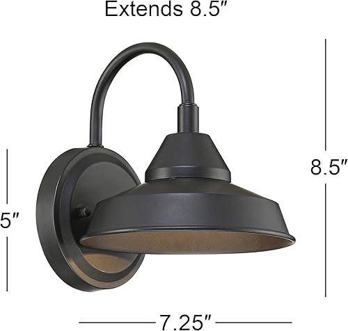 Miniatura 4 de John Timberland Westley - Lámpara rústica de estilo granero para exteriores, brazo de cuello de cisne LED negro, 8 1/2 pulgadas, para terraza,