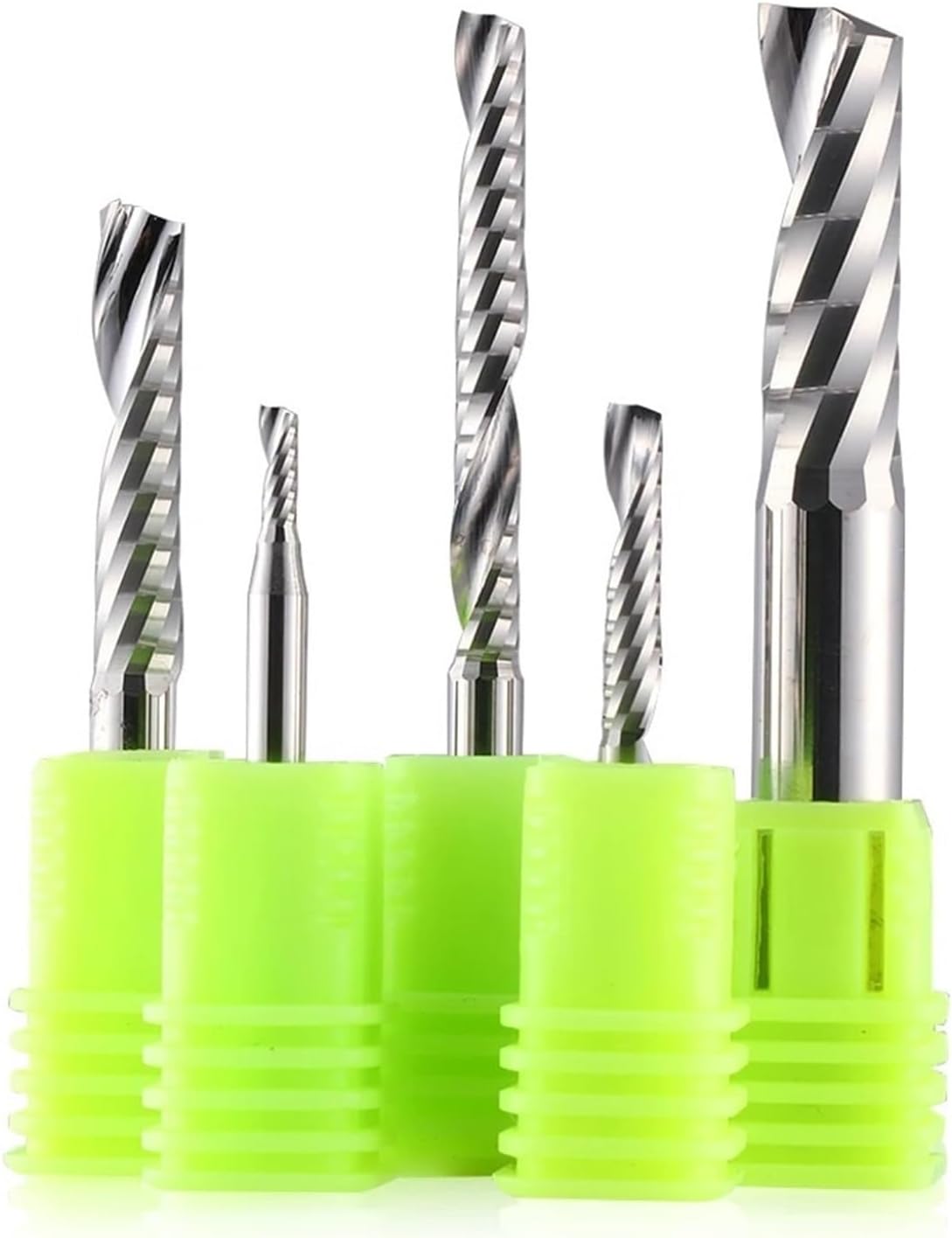 10pcs/Set Single Flute Aluminium End Mills 3.175-12mm O Up Cut Spiral CNC Router Bit Wood Milling Cutter for Aluminum(3.175x8x38L)