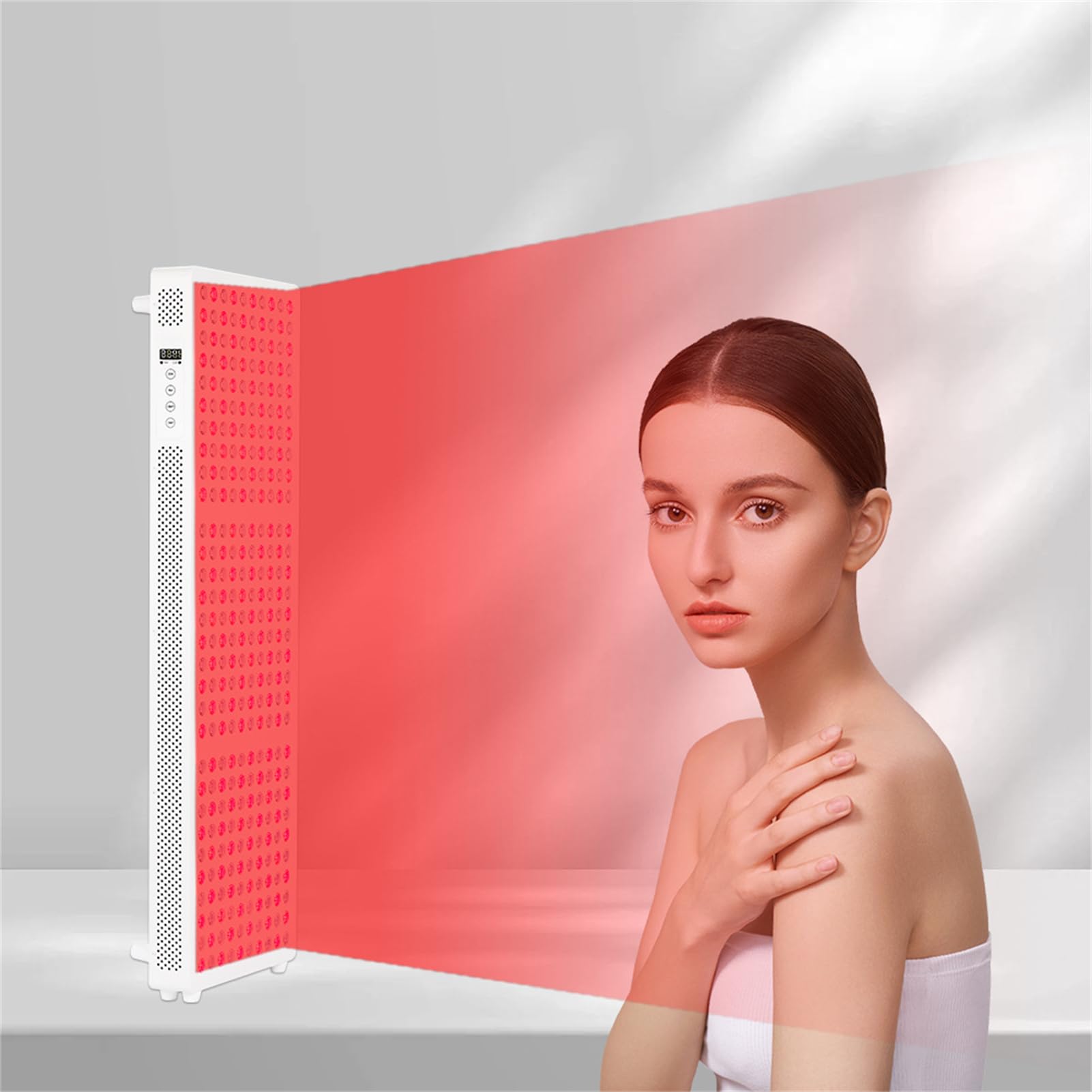 GOURIXIN Panel de Terapia de luz roja, Rojo Cerca de Infrarrojos 180 LED de Chips duales, Temporizador Incorporado, Grado clínico, para la Cara y el Cuerpo