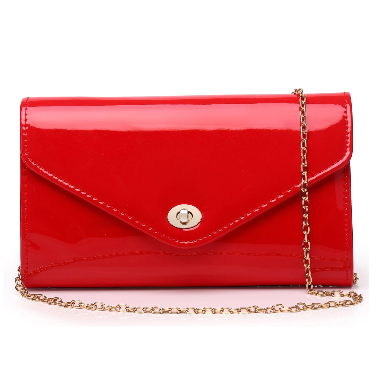 Patent Leather Envelope Clutch Womens Evening Handbag Stylish Shoulder Crossbody Bag for Dating Wedding Party Prom