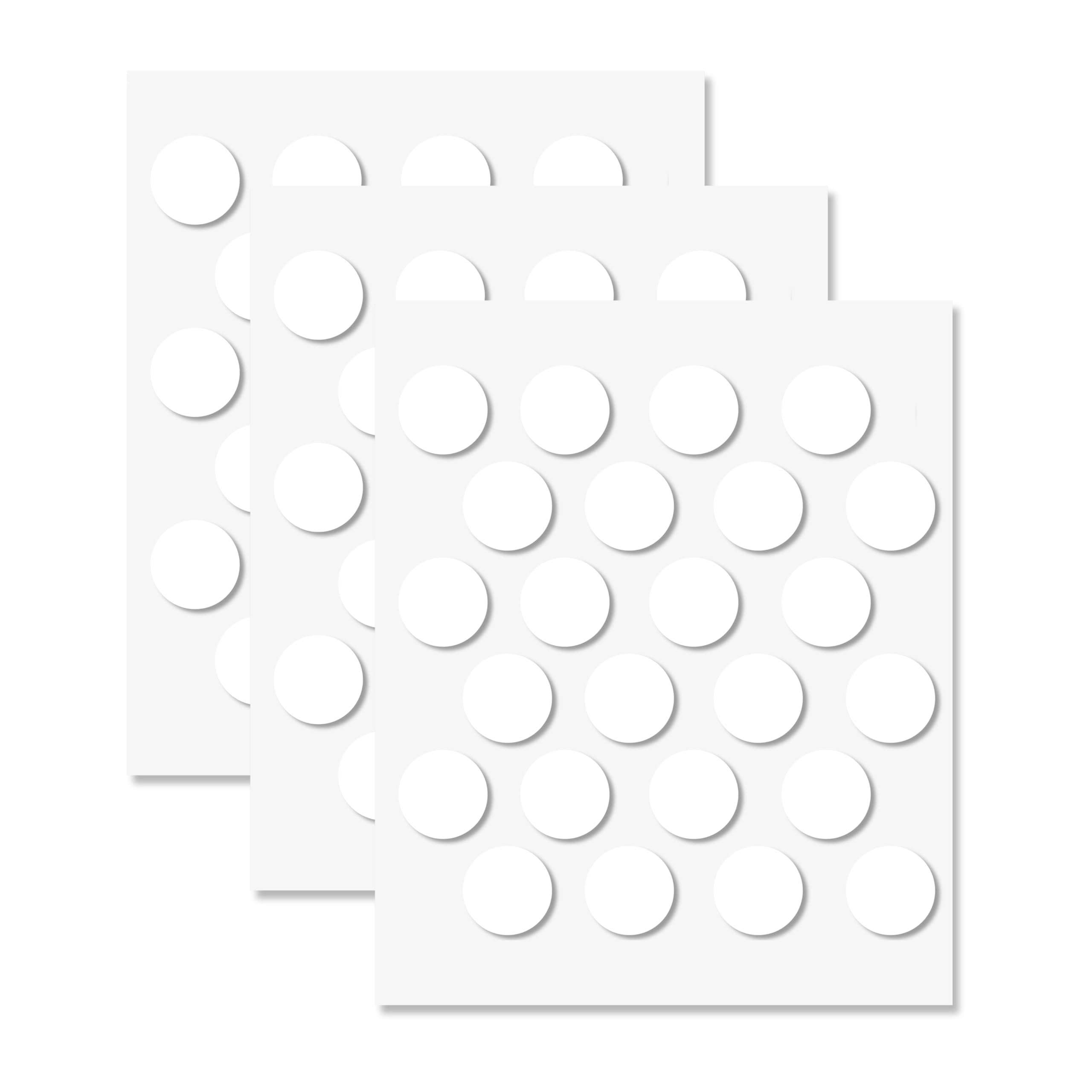 White Self-Adhesive Screw Hole Stickers - 72 pcs. 0.79 inch / 20 mm Peel Stick Dust Proof Tape, Water Resistance PVC Caps for Wood Cabinets, Furniture