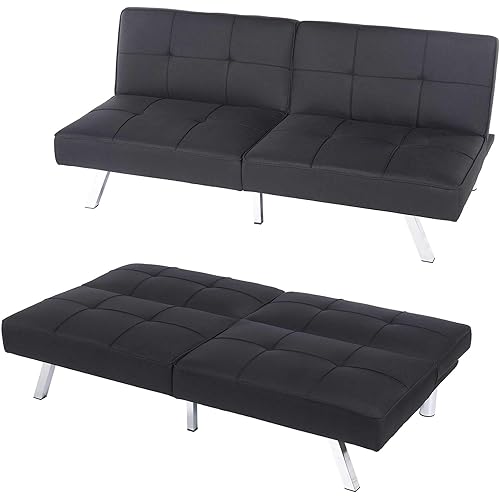 PayLessHere Convertible Sofa Bed, Space-Saving Solution for Living Rooms, Apartments, and Dorm Rooms, Black