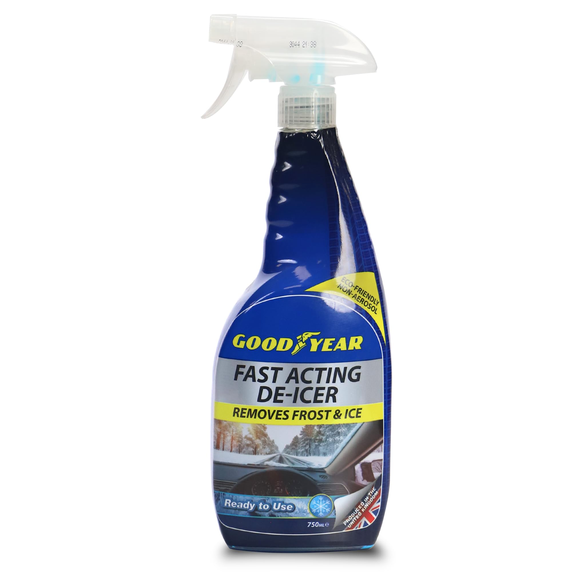 Goodyear De-Icer 750ml – Fast-Acting, Non-Aerosol, Eco-Friendly Spray for Windscreens & Headlights – Instantly Removes Ice & Frost, Prevents Re-Freezing