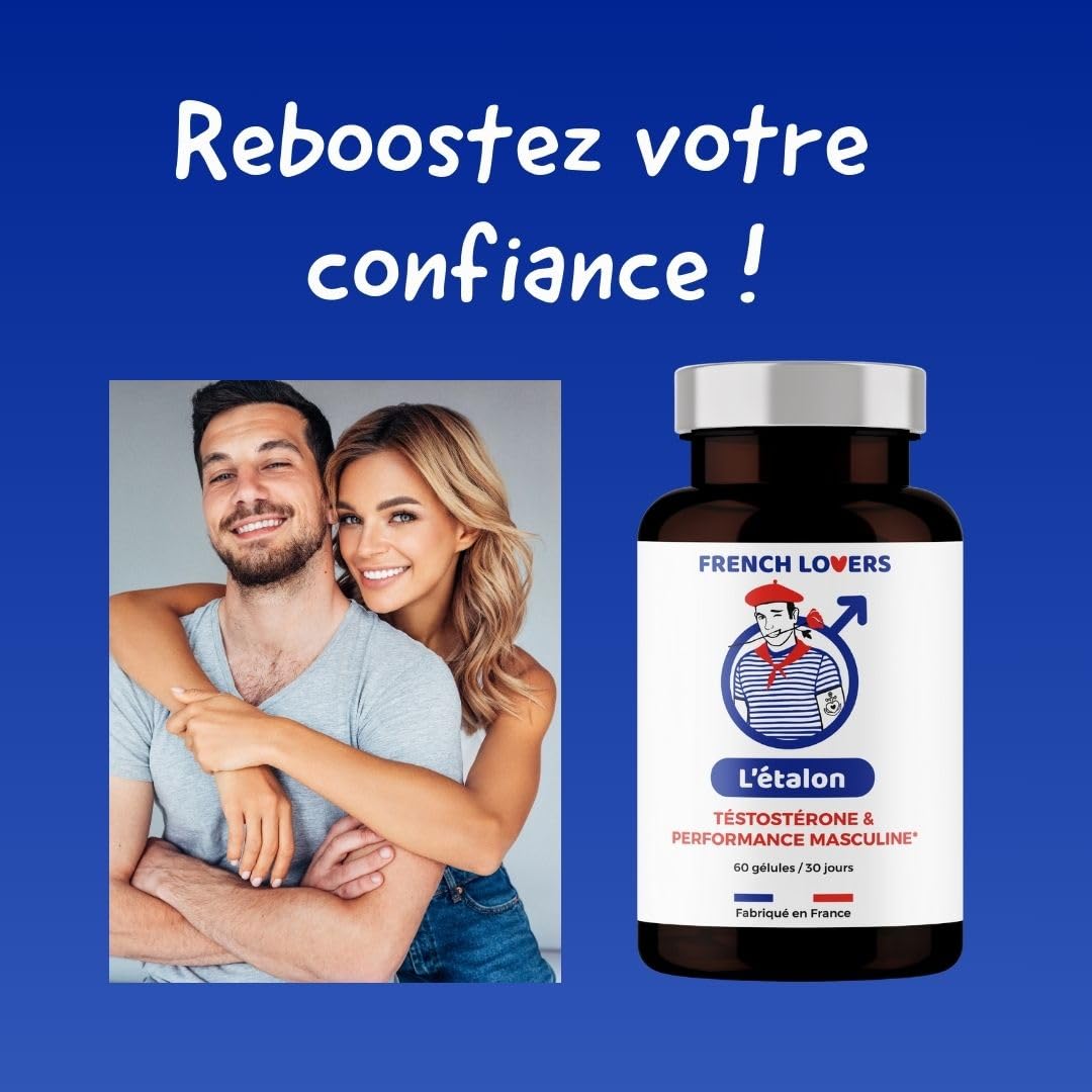 Tribulus, Maca, Zinc, L-Arginine, Boosteur de Testostérone Homme, Vigueur et Circulation sanguine - Complément Alimentaire Effet Longue Durée - Fabriqué en France - 60 Comprimés pour 1 Mois.