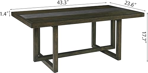 Miniatura 3 de MODERION KFZ-2319 - Mesa auxiliar de granja con losa de roca, mesa de sala de estar de madera rústica con mesa más gruesa, mesa central de cóctel