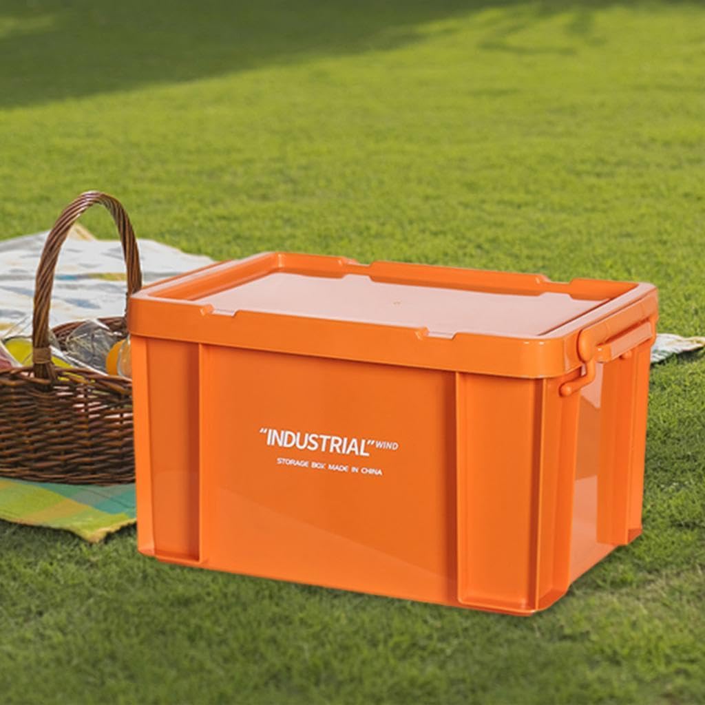 Industrie Aufbewahrungsbehälter Aus Widerstandsfähigem PP mit Robustem Lagerbehälter Stapelbox Deckel Und Latching Bügel für Werkstatt Garage Lager zu, Orange