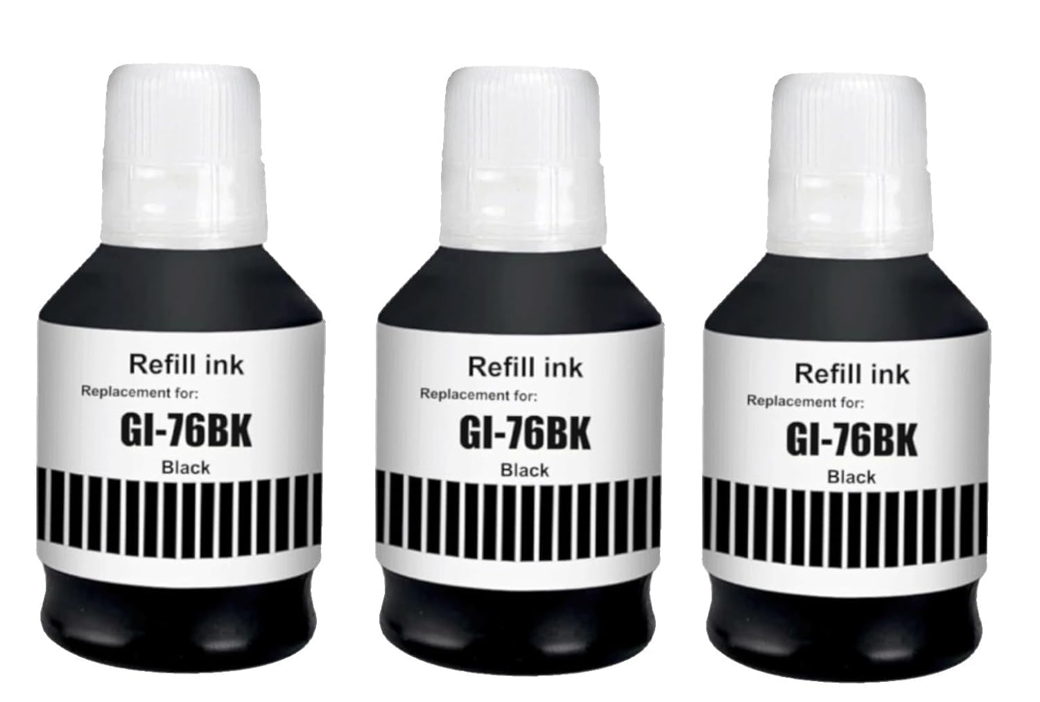 GI-76BK Ink Bottle Water Based Refill Ink Compatible for Canon MAXIFY GX5070,GX6070,GX7070 Printer (Gi-76 Ink Black_Pack_of_3pc. x 170ml)