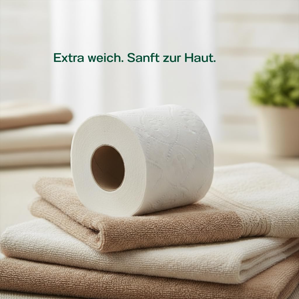 Vella Toilettenpapier 72 Rollen Großpack, 3-lagig, extra weich & saugstark, 250 Blatt pro Rolle, Zellstoff, parfümfrei