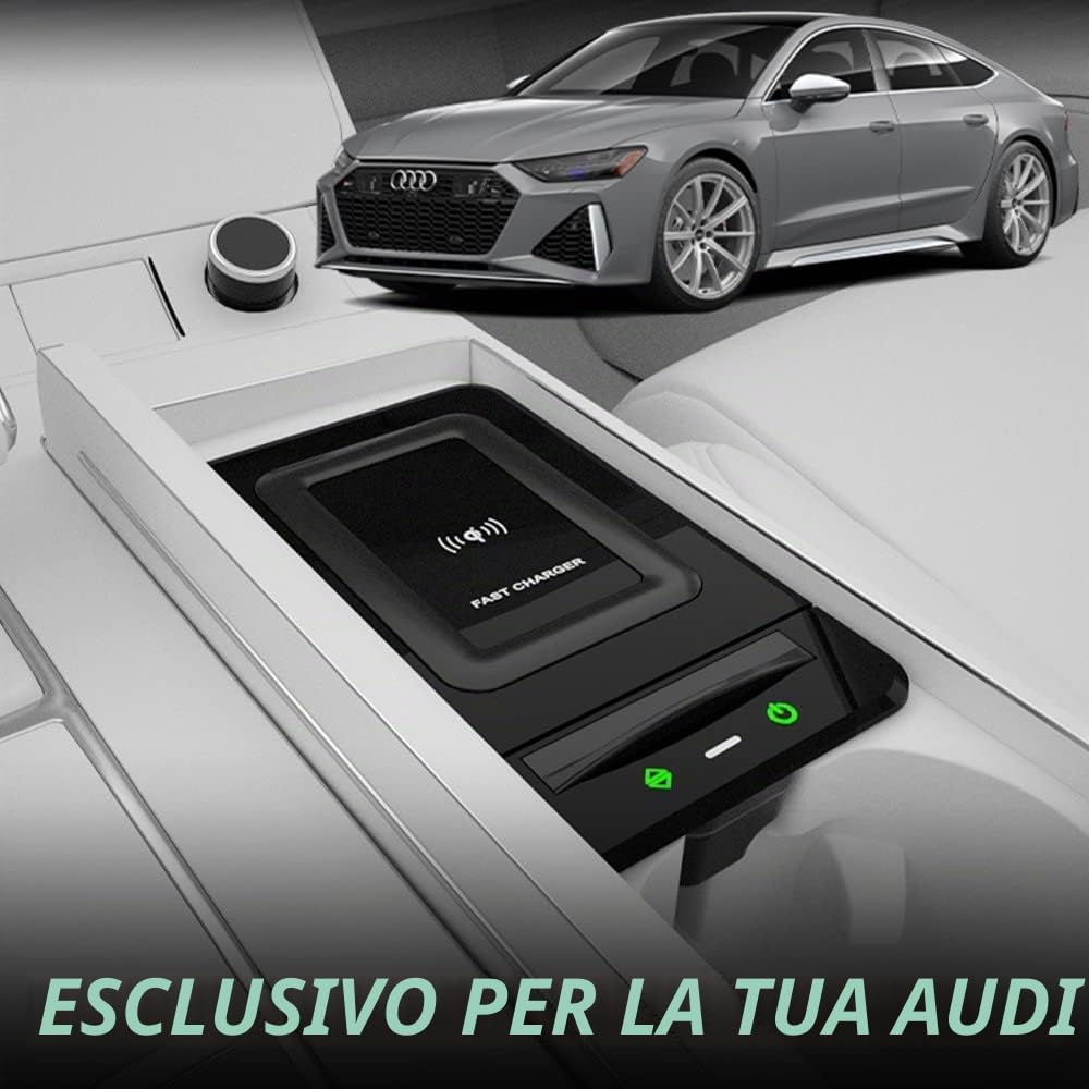 Caricabatteria da Auto Wireless per Audi A6 S6 RS6 A7 S7 RS7 2019 2020 2021 2022 Tutti i Modelli, 15W Rapida Ricarica Telefono Pad per Audi A6/A7 Accessori, Regalo per i Possessori di Audi