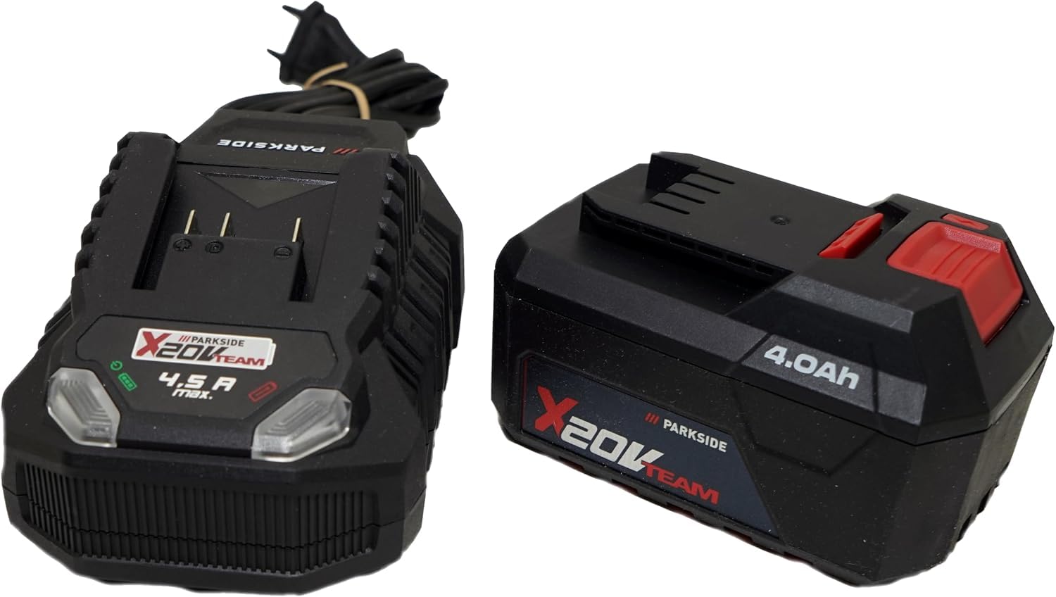 Parkside Batería Pap 204 20 V / 4 Ah + Cargador rápido PLG 20 (4,5 A) – Compatible con Parkside X 20 V Team