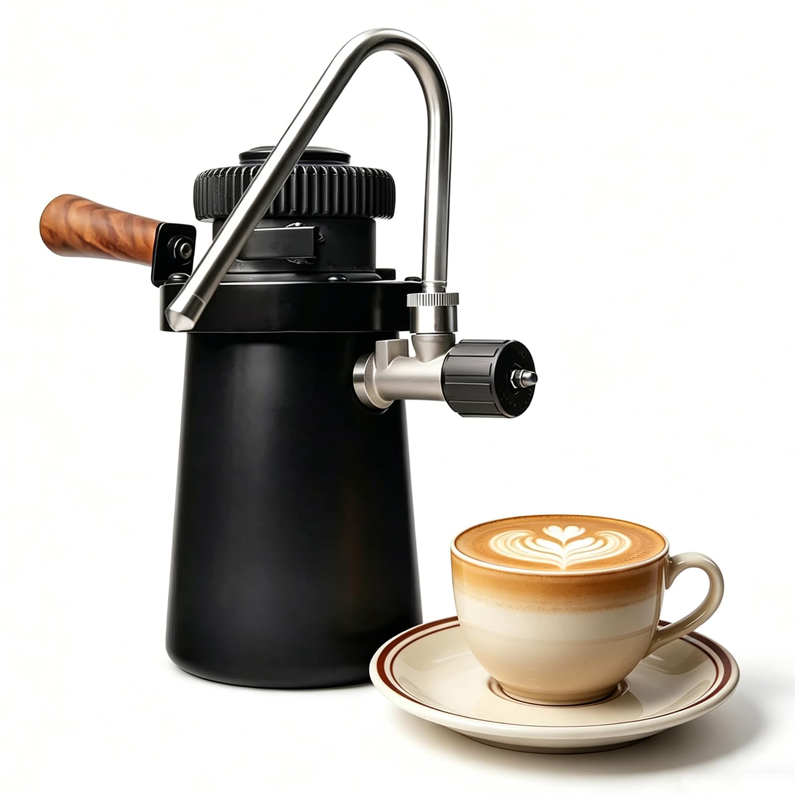KJZQXYX Coffee Foam Machine Steamer, Milk Frother, Steam Boiling Water Frothing Machine, with 2 Steam Nozzles/Air Pressure Gauge