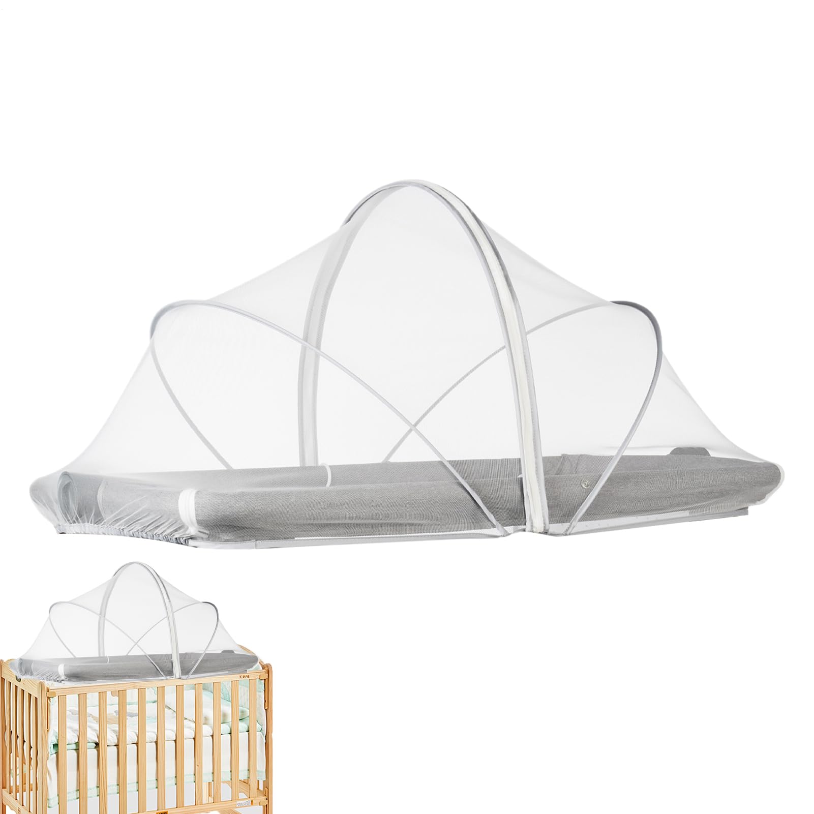 Bassinet Cover, Bassinet Netting, Breathable Foldable Mesh Rocking Cradle, Stroller, Playard, Toddler Hammock, Small Spaces, Protective Sleep Environment for Infants and Newborns