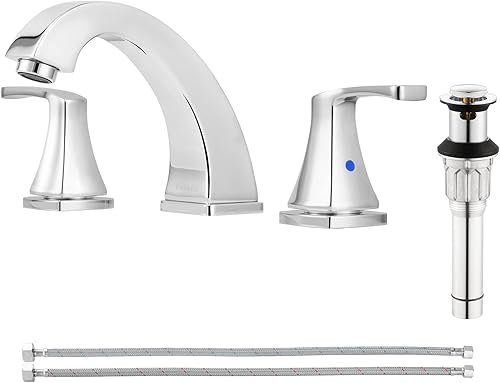 Miniatura 9 de PARLOS Grifo de baño generalizado de 2 manijas con drenaje emergente de metal y líneas de suministro de grifo cUPC, oro cepillado, Doris 1417208