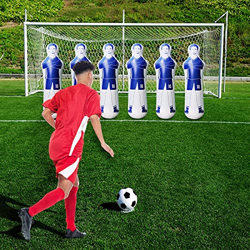 Dummies for Soccer, Inflatable dummys, Inflatable Soccer Dummy Goalkeepr Air Mannequin Free Kick Wall Goalkeeper Defender Training for Children Adults, Blue Dummy 63 Inch.