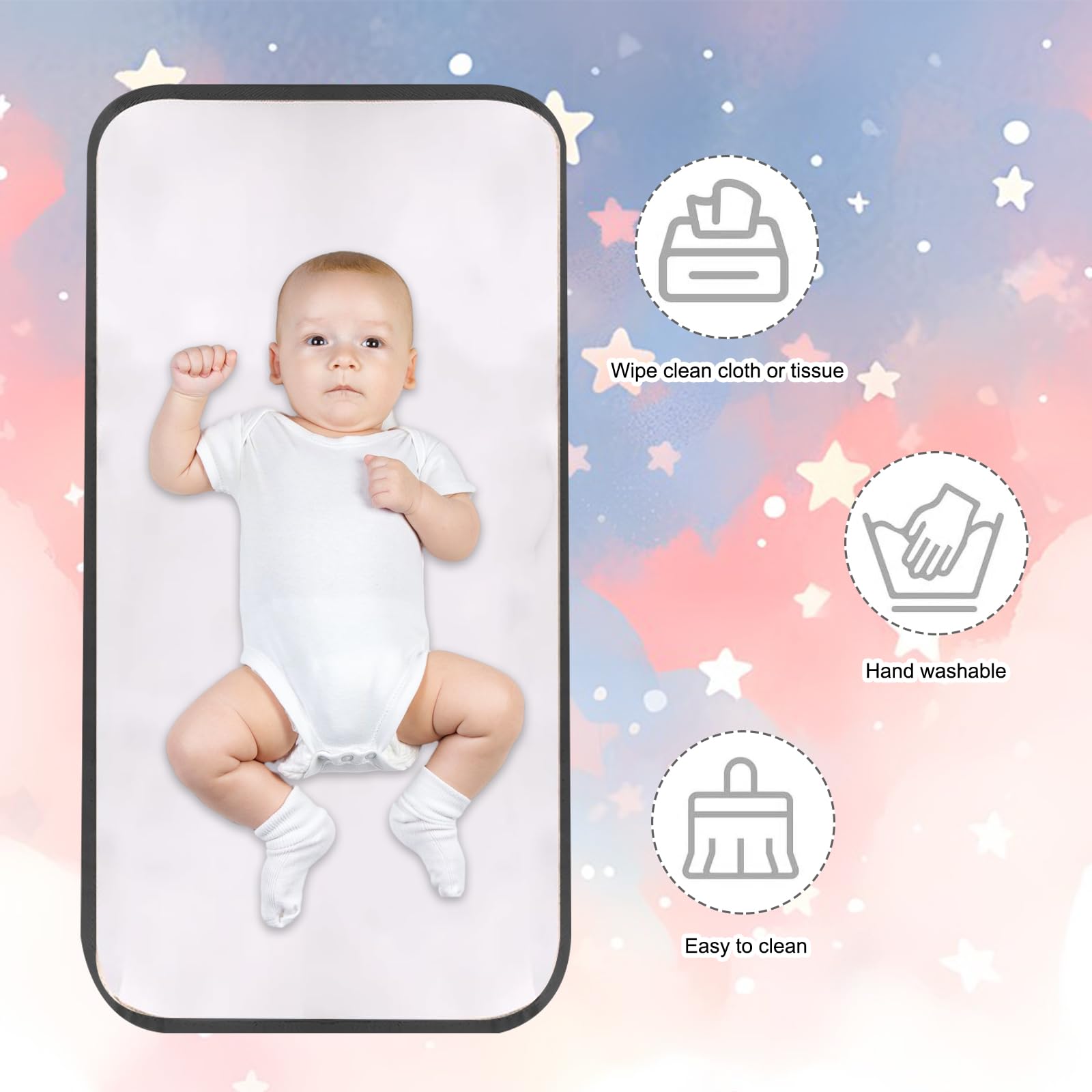 Travel Changing Mat,Portable Changing Mat,Foldable Baby Diaper Changing Pad,Changing Mat Baby Travel,Baby Changing Mat Travel,Nappy Changing Mat Suitable for Travel,Outing,Trip(Dark Gray) - Image 3