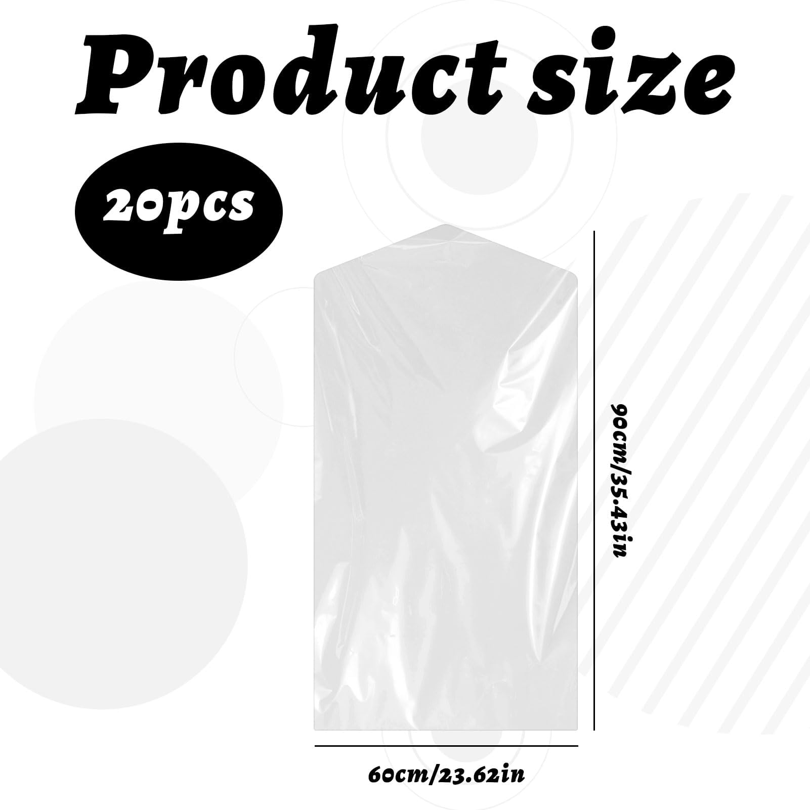 20Pcs Plastic Clothes Covers Garment Bags for Hanging Clothes,35.4x 23.6inch Suit Cover,Sheer Dry Cleaning Bags Dust-proof Clothes Covers for Skirt Coat Suit Jacket (20) - Image 2