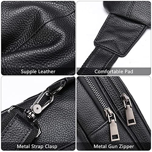 NIUCUNZH Crocodile Leather Sling Bag with Leather Strap, 3 Zipper Crossbody Shoulder Bags for Travel Hike Everyday Carry3