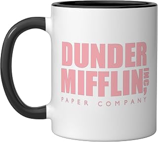 The Office Pink Dunder Mifflin Logo Ceramic Mug, Black/White