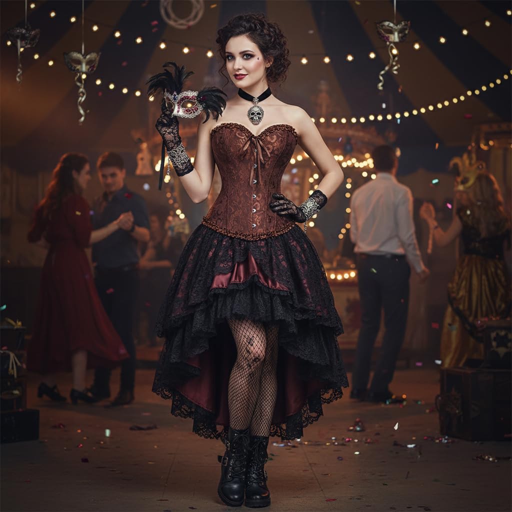 Corset Femme, Broderie Bustier Classique, Sexy Steampunk Gothique Bustier Top,Corsage Ventre Plat Corset Top