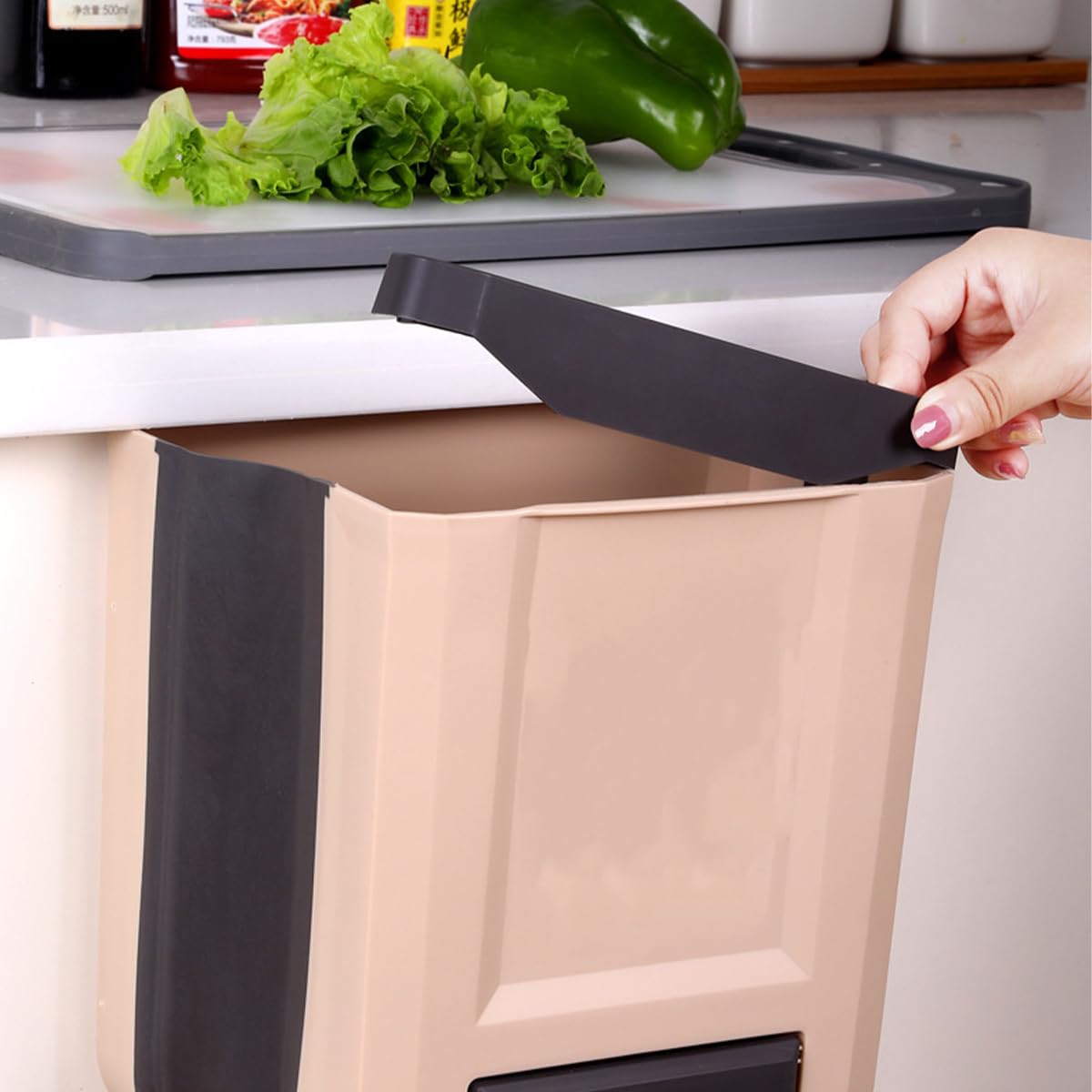 Poubelle de Cuisine Pliante Suspendue, Poubelles de Placard pour Porte d'armoire, Poubelles sous Le Comptoir d'évier, Poubelle pour Chambre à Coucher