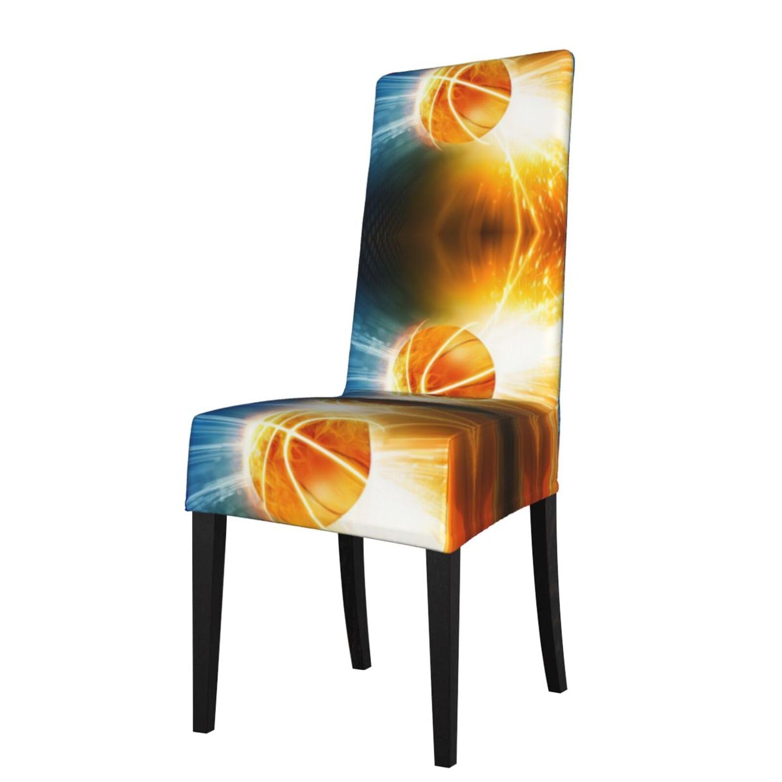 YYHWHJDE Ball Basketball Prints Dining Chair Throw Covers – Stretchable Polyester Blend Protects Your Chairs with Easy Style & Easy Care